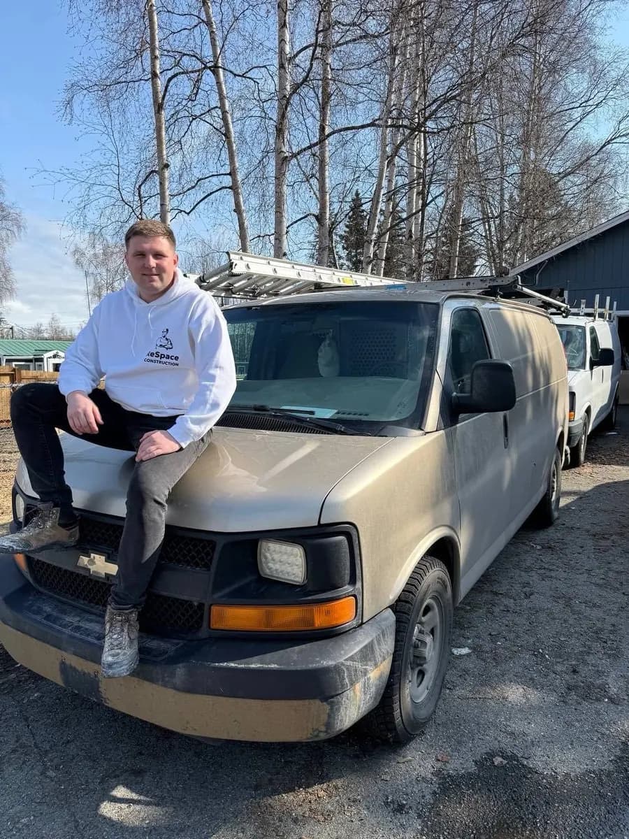 ReSpace Construction work van loaded up for a bathroom remodel in Alaska